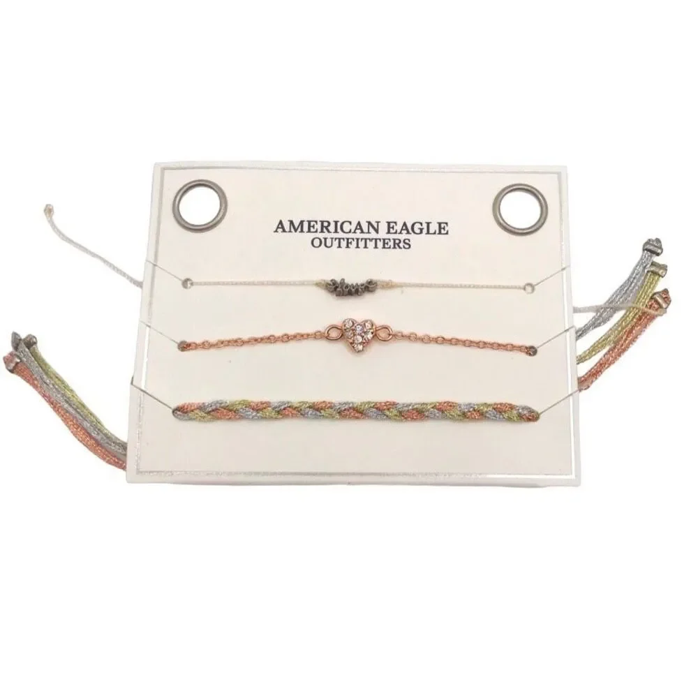 American Eagle Outfitters Adjustable Charm Braided Bracelet Set